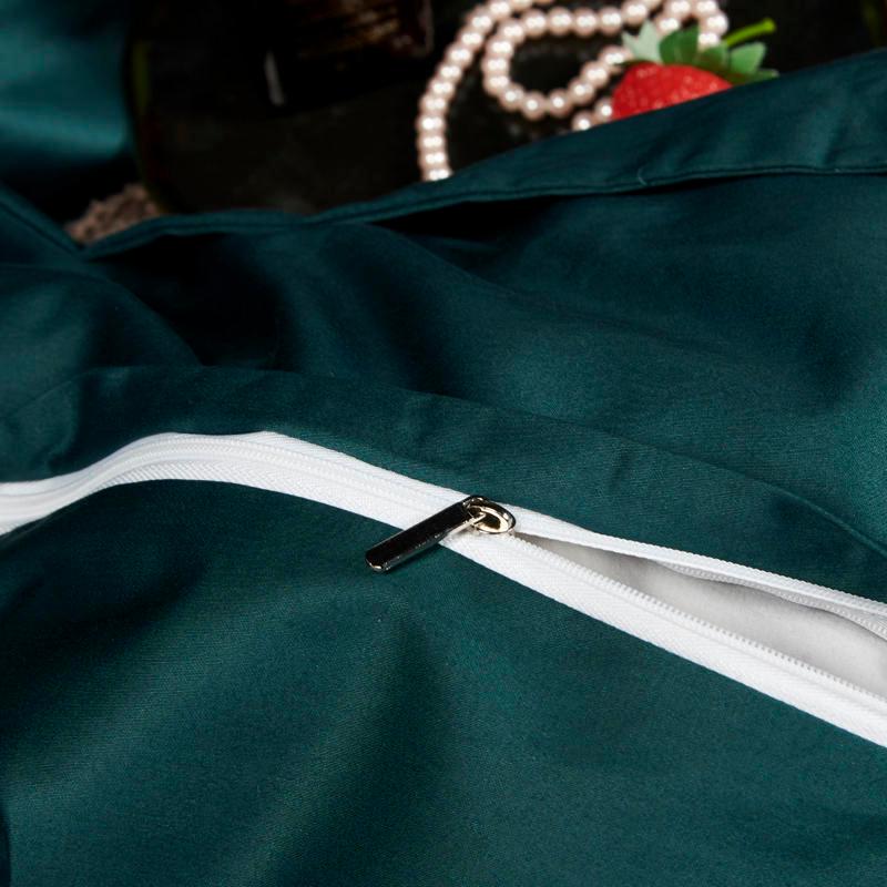 High Density Cotton Series Noble Green Bedding Set Simple Solid Color Duvet Cover 1.5/1.8m Bed Embroidery Pillowcase Sets