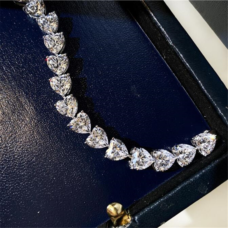 Choucong Brand Ins Top Sell Sweet Cut Wedding Bracelets 18K White Gold Fill High Quality Full Heart Shape 5A Zircon Moissanite Diamond Party Women Ban