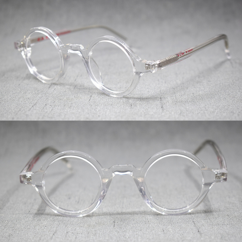 BETSION Small Vintage Round 37mm Hand Made Glasses Full Rim Eyeglass Frames Men Women Myopia Rx able 220301