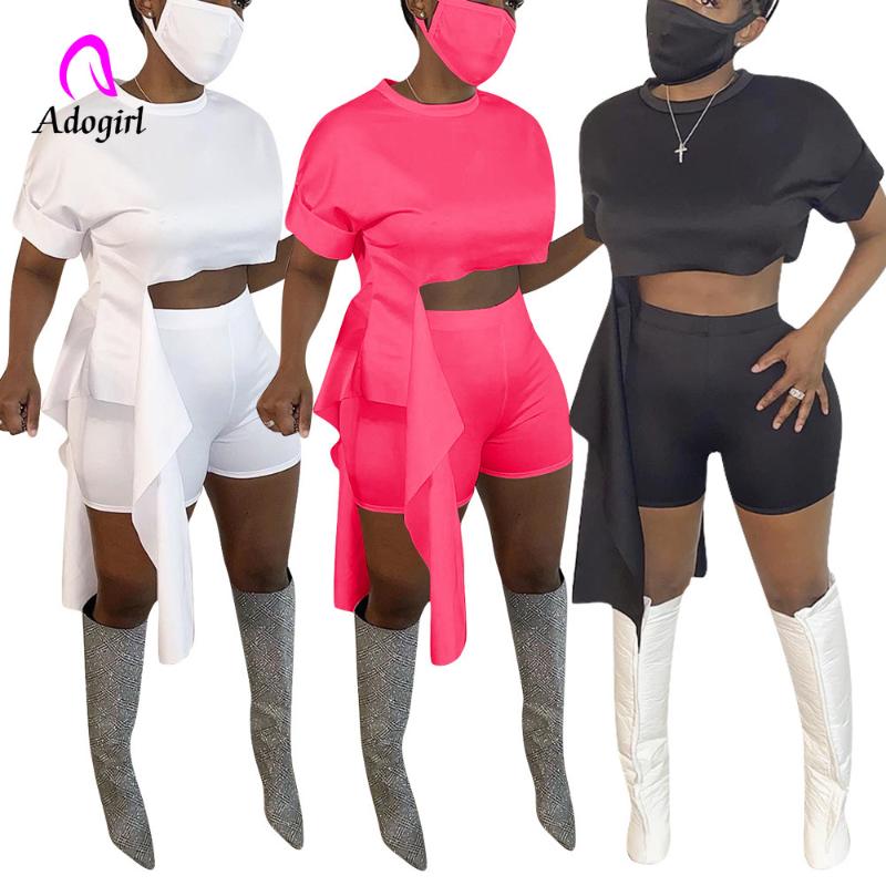 Fitness 2021 Sporty Women Two Pieces Sets Summer Biker Shorts Tracksuits Crop Tops+Jogger Leggings Suit Casual Outfit Piece Dress