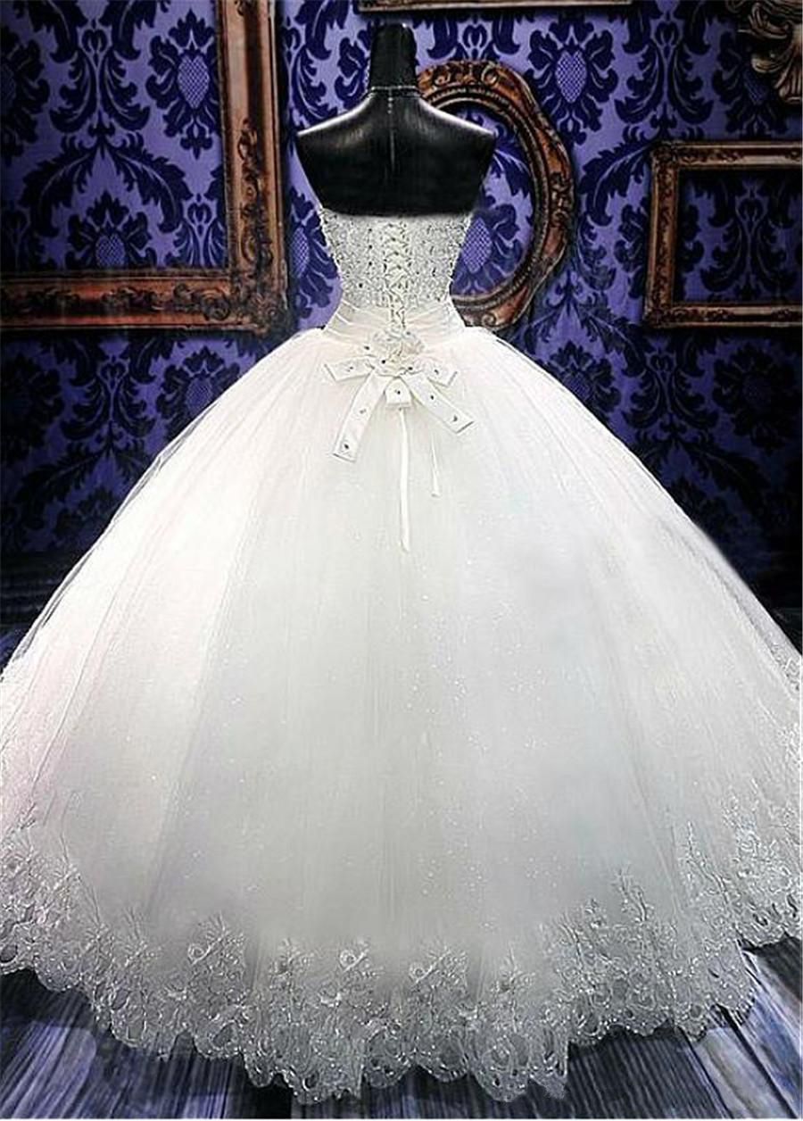 Stunning Tulle Ball Gown Wedding Dress With Beadings & Rhinestones Bling Bling Wedding Gowns Floor Length Bridal Dress