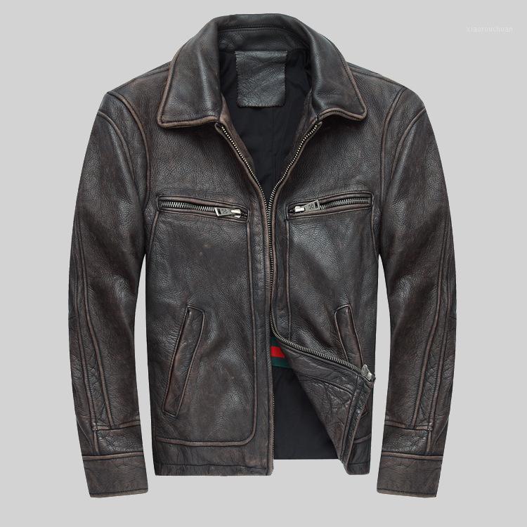 Men' Leather & Faux The Head Layer Cowhide Motorcycle Suit Men Do Old Locomotive Jacket, Brown
Men' Leather & Faux The Head Layer Cowhide Motorcycle Suit Men Do Old Locomotive Jacket, Brown