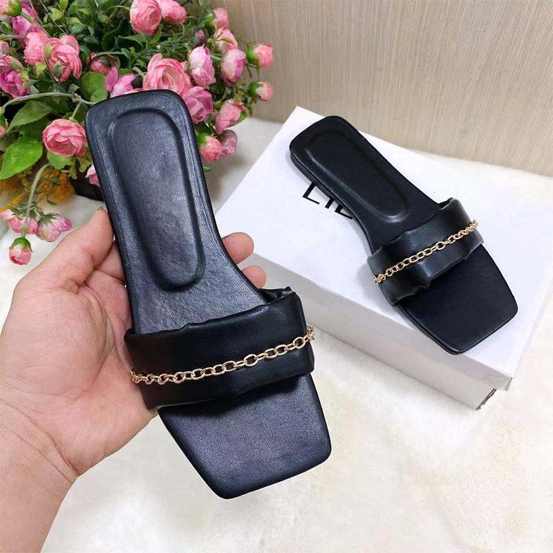 Slippers Women's Metal Chain Slides 2021 Women Square Toe Ladies Beach Casual Flat Female Summer Comnfotable Shoes Plus Size, Black
Slippers Women's Metal Chain Slides 2021 Women Square Toe Ladies Beach Casual Flat Female Summer Comnfotable Shoes Plus Size, Black