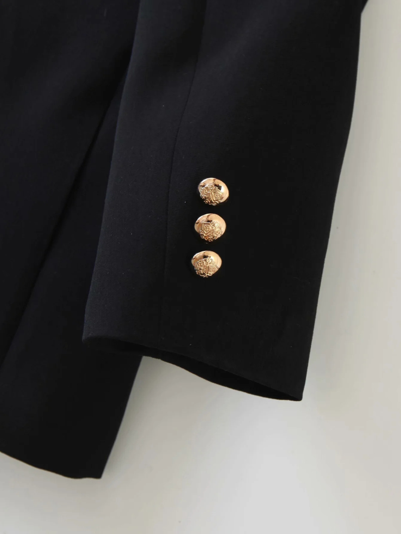 vintage women black blazer jackets fashion ladies elegant notched collar jacket suits casual female chic blazers girls 210430