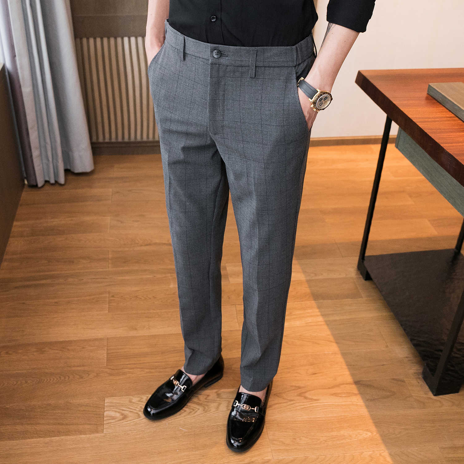Korean Plaid Business Dress Pants Men Spring Summer Casual Pants Office Social Formal Pants for Men Trousers Pantalon Homme 210527, Dark grey
Korean Plaid Business Dress Pants Men Spring Summer Casual Pants Office Social Formal Pants for Men Trousers Pantalon Homme 210527, Dark grey