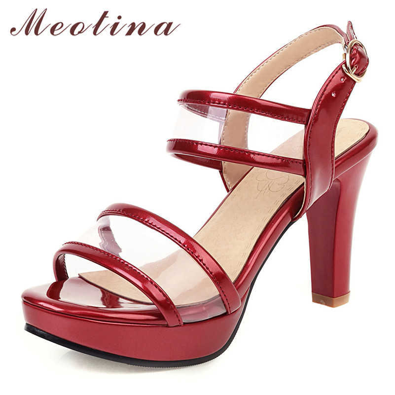 Meotina Summer Shoes Women Sandals Transparent Platform Spike Heel Party Shoes Buckle Super High Heel Sandals Ladies Size 33-46 210608, Black
Meotina Summer Shoes Women Sandals Transparent Platform Spike Heel Party Shoes Buckle Super High Heel Sandals Ladies Size 33-46 210608, Black