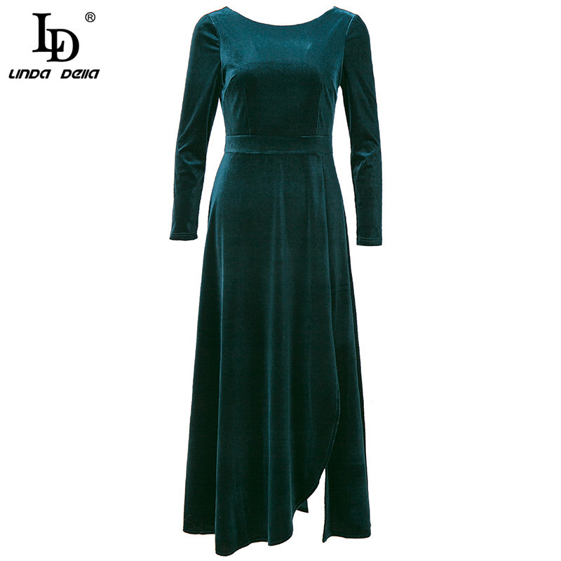 Fashion Runway Summer Black Elegant Velvet Dress Women Long sleeve High Waist Party Vintage Midi Vestidos 210522
