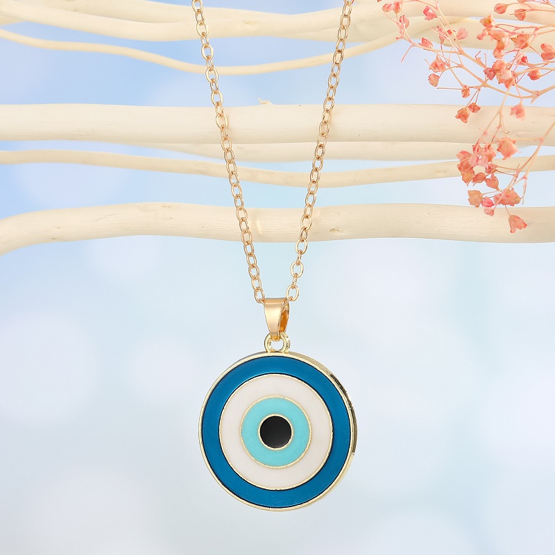 Fashion Enamel Geometry Evil Eyes Pendant Necklace For Womens Jewelry Big Turkish Eye Chains Choker Necklaces Clavicel Chains for women jewelry