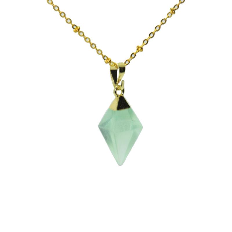 Pendant Necklaces 1pc Fashion Jewelry Natural Stone Rhombus Gold Point Girl Necklace Green Fluorite Chain For Women Gift
Pendant Necklaces 1pc Fashion Jewelry Natural Stone Rhombus Gold Point Girl Necklace Green Fluorite Chain For Women Gift