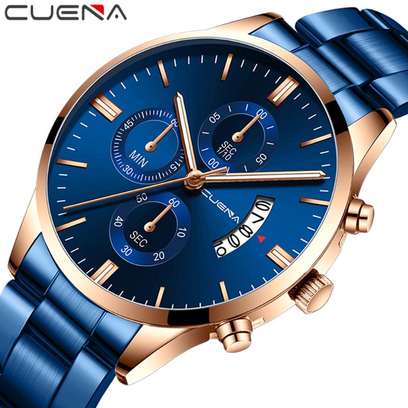 Wristwatches CUENA Trendy Men's Watch Top Luxury Blue Stainless Steel Business Quartz Fashion Sports Relogio Masculino, Blue black gold
Wristwatches CUENA Trendy Men's Watch Top Luxury Blue Stainless Steel Business Quartz Fashion Sports Relogio Masculino, Blue black gold