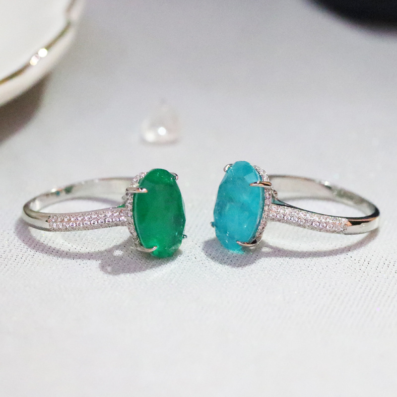 Vintage 4ct Paraiba Tourmaline Promise ring 925 Sterling silver Engagement Wedding Band Rings for women Bridal Finer Jewelry