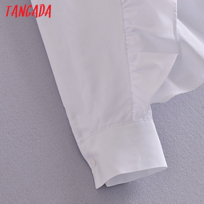 Women Retro White Ruffles Romantic Blouse Long Sleeve Chic Female Shirt Tops 3H187 210416