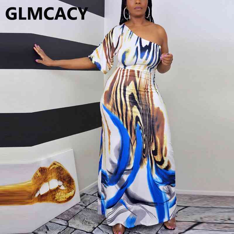 One Shoulder Elegant Evening Party Maxi Dress Formal Dress Robe Femme 210702