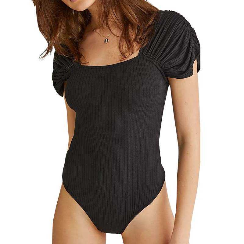 Solid Color Bodysuit Women Summer Fashion Square Collar Pleated Short Sleeve Backless Female Streetwear Casual Sexy Bodysuits 210608, Black
Solid Color Bodysuit Women Summer Fashion Square Collar Pleated Short Sleeve Backless Female Streetwear Casual Sexy Bodysuits 210608, Black