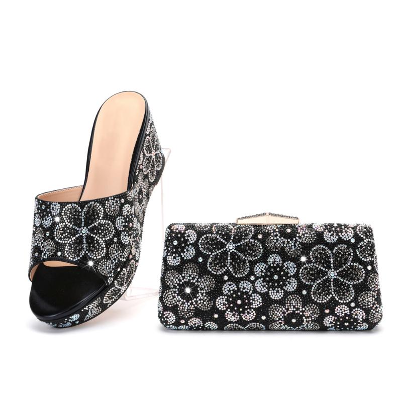 Slippers Women's Shoes Crystal Diamond High-heeled With Matching Bags African Daily Party Women, Silver set
Slippers Women's Shoes Crystal Diamond High-heeled With Matching Bags African Daily Party Women, Silver set