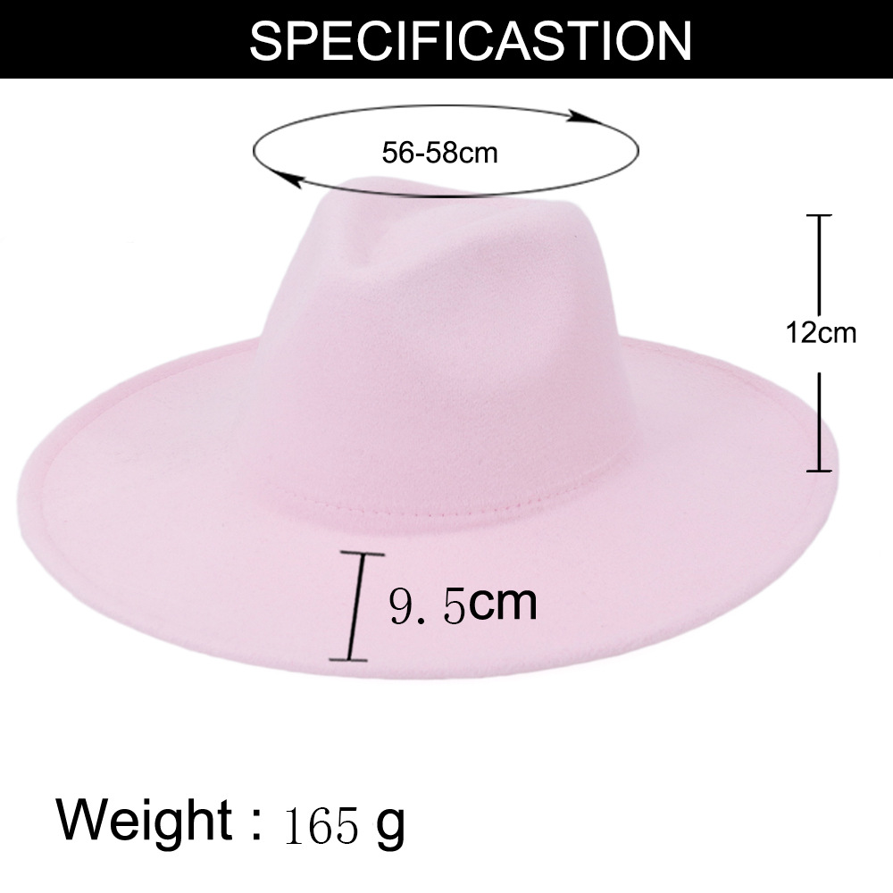 Whole Fashion Men Women Solid Color Peach Heart Party Top Hat Ladies Panama Style Wide Brim Wool Felt Fedora Hats