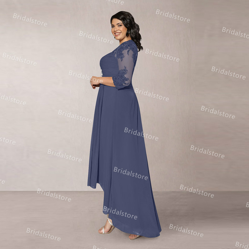 Chic Gray Two Piece Mother Of The Bride Dresses Plus Size Ankle Length Chiffon Wedding Guest Dress 2021 With Beaded Elegant Formal Prom Evening Gowns 