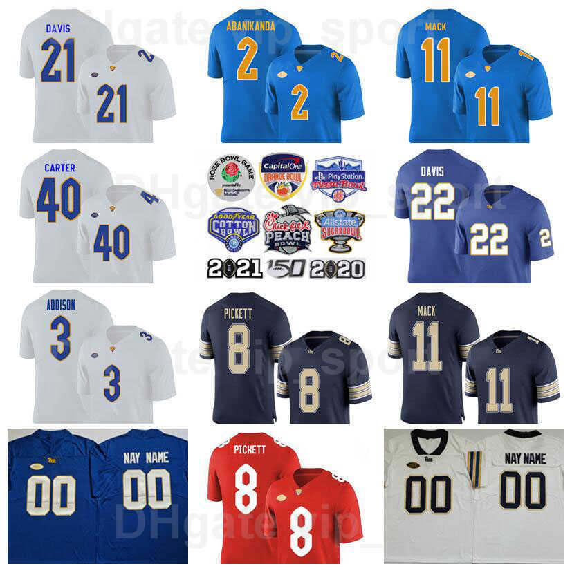 NCAA College Football Pittsburgh Panthers Jersey Men University 8 Kenny Pickett 2 Israel Abanikanda 22 Vincent Davis 21 AJ 40 Daniel Carter 11 Taysir Mack 3 Addison, White 
NCAA College Football Pittsburgh Panthers Jersey Men University 8 Kenny Pickett 2 Israel Abanikanda 22 Vincent Davis 21 AJ 40 Daniel Carter 11 Taysir Mack 3 Addison, White