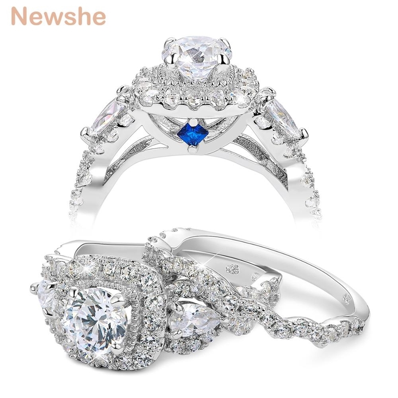 she 2 Pcs Halo 925 Sterling Silver Wedding Rings For Women 1.5 Ct Round Pear Cut AAAA CZ Classic Jewelry Engagement Ring Set 210610
she 2 Pcs Halo 925 Sterling Silver Wedding Rings For Women 1.5 Ct Round Pear Cut AAAA CZ Classic Jewelry Engagement Ring Set 210610