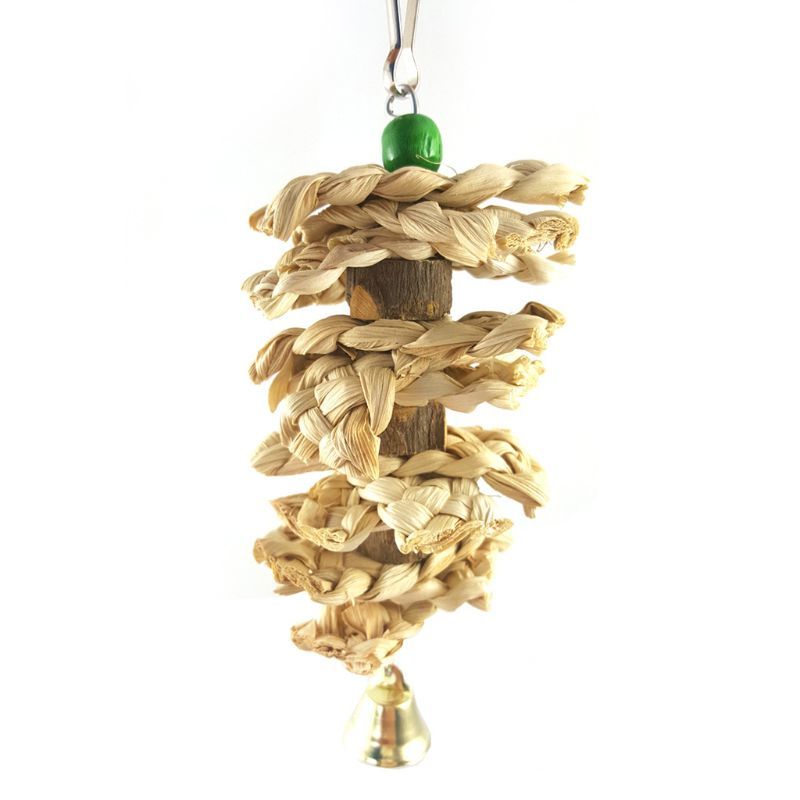 Parrot Bird Natural grass Toys Gum Bite Button Kooi Bel Swing Climb 40JA