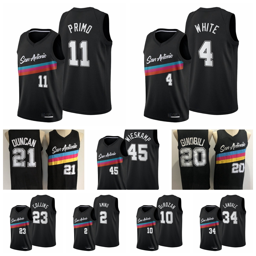 San AntonioSpursMen Joshua Primo Derrick White Thaddeus Young Al-Farouq Aminu Joe Wieskamp 2021-22 Black City Basketball Jersey New Uniform
San AntonioSpursMen Joshua Primo Derrick White Thaddeus Young Al-Farouq Aminu Joe Wieskamp 2021-22 Black City Basketball Jersey New Uniform