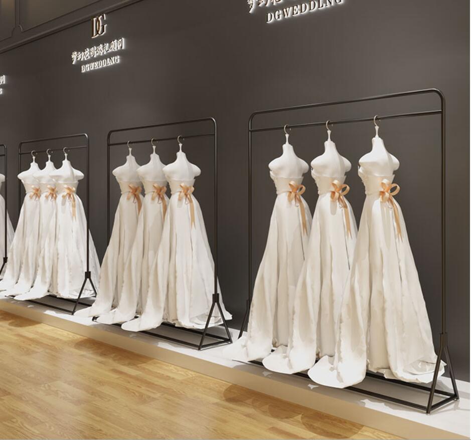 Wedding dress rack Commercial Furniture photo studio show high grade floor type cheongsam dresses racks clothing store display shelf