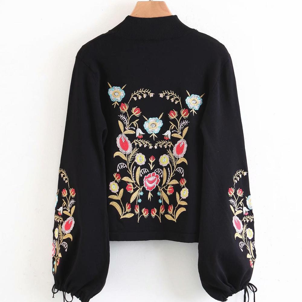 Vintage Woman National Style Embroidery Sweater Fashion Ladies Autumn Long Sleeve Knitwear Female Casual Knitted Top 210515