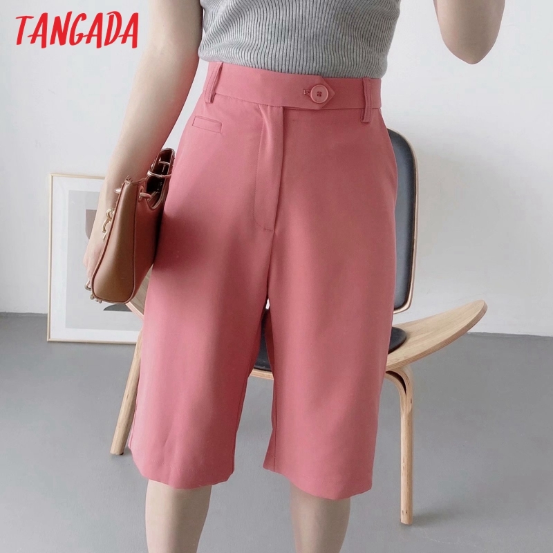 Women Elegant Solid Suit Side Zipper Pockets OL Shorts Pantalones DA77 210416
