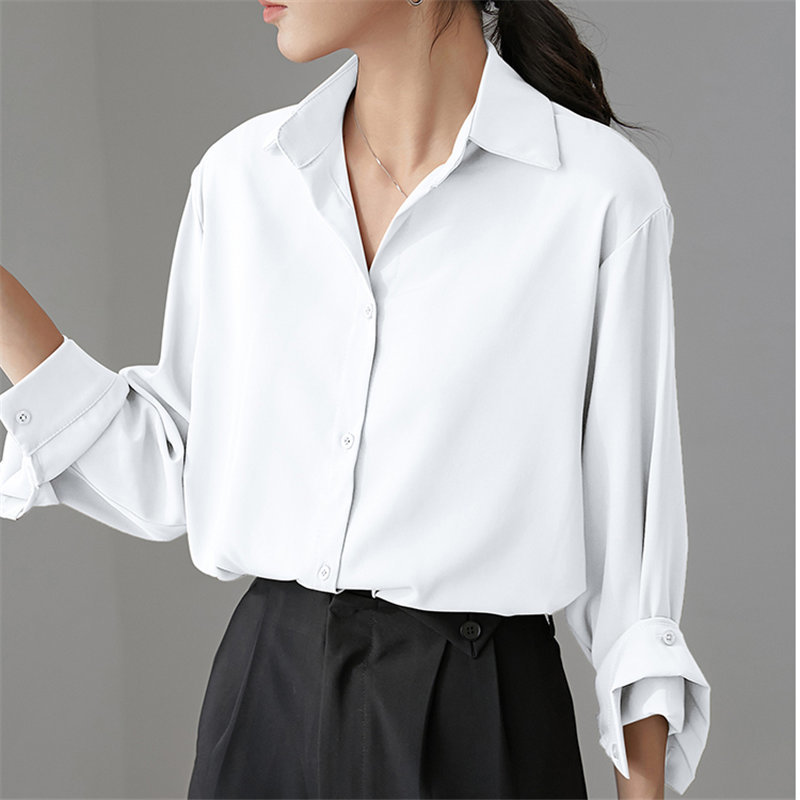 Spring Long Sleeve Shirt Women Fashion Vintage Brief Female Solid Large Size Loose Casual Retro Tops Blouses 210421