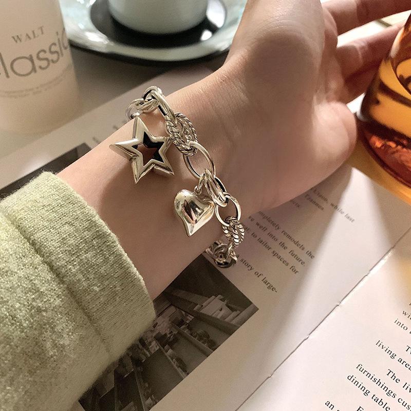 Link, Chain ALLME Personality Metallic Love Heart Star Pendant Bracelet For Women Hollow Chunky Cuban Charm Bracelets Accessories
Link, Chain ALLME Personality Metallic Love Heart Star Pendant Bracelet For Women Hollow Chunky Cuban Charm Bracelets Accessories