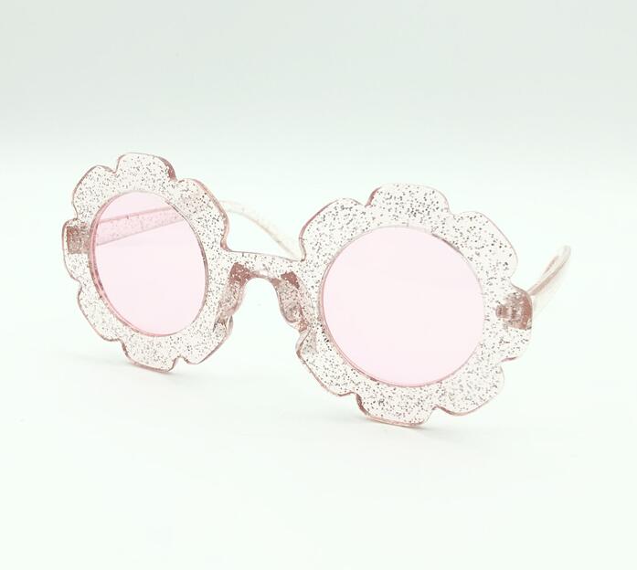 2021 Sun Flower Kids Sunglasses Cute Round Shape Baby Sunglass sparkling Bling Flowers Children Eyeglasses M024 Z260305