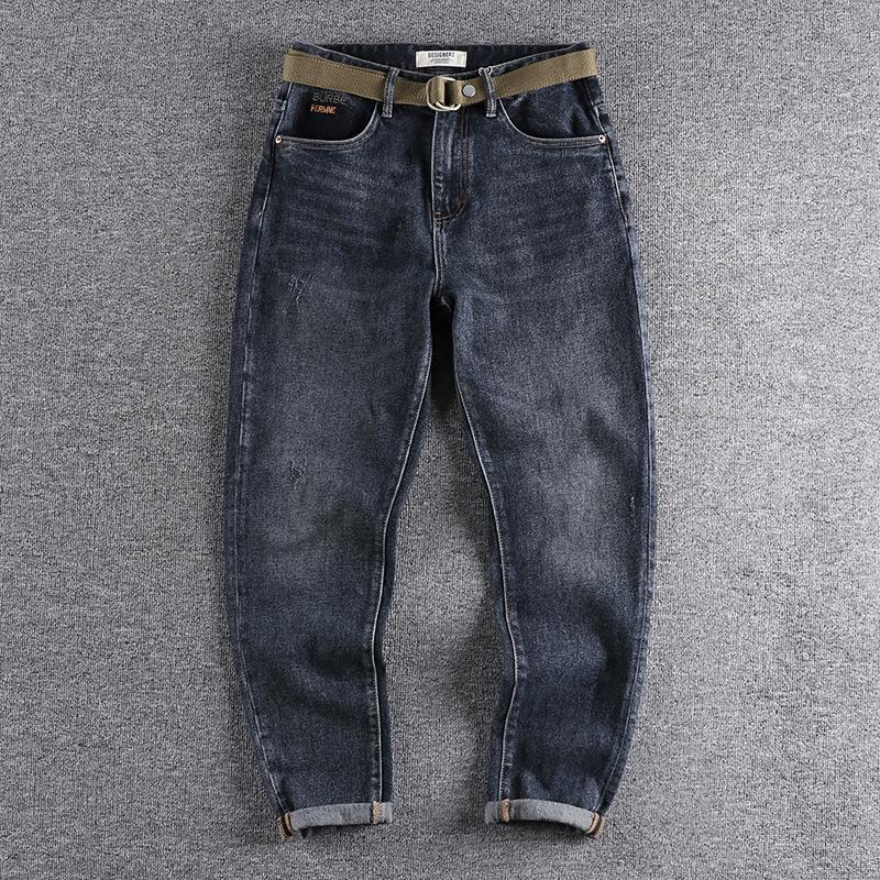 Men's Jeans 2021 Straight Elastic Autumn Youth Pants High Quality Trouser 587, Blue