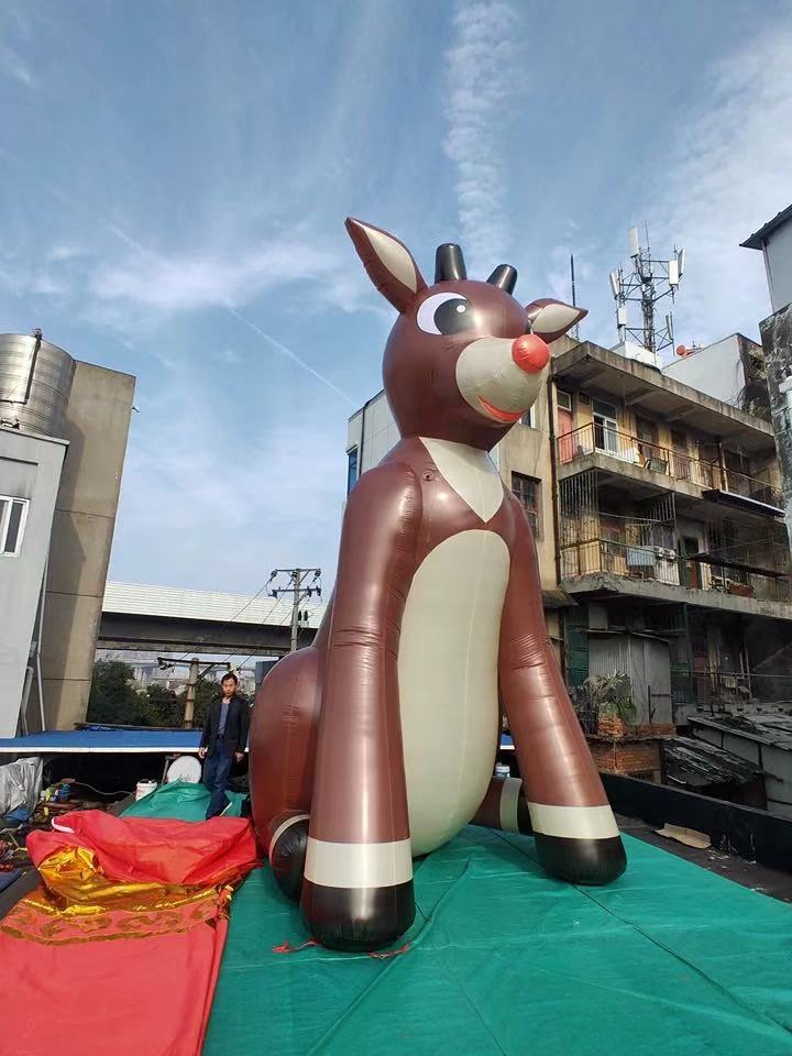 6mH Red-Nosed giant oxford Christmas inflatable Reindeer Rudolph animal model for outdoor event decoration
