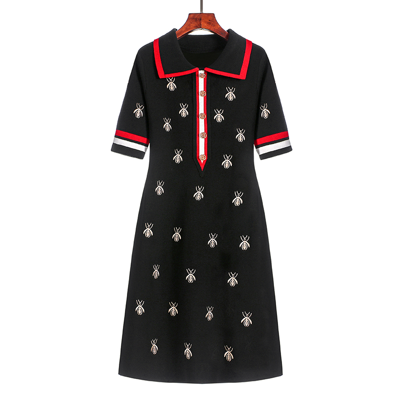 20212021 Spring Summer Knit Cartoon Embroidered Polo Dress Woman Plus Size Black Casual Knee-length Straight Dresses Female, Black;gray
20212021 Spring Summer Knit Cartoon Embroidered Polo Dress Woman Plus Size Black Casual Knee-length Straight Dresses Female, Black;gray