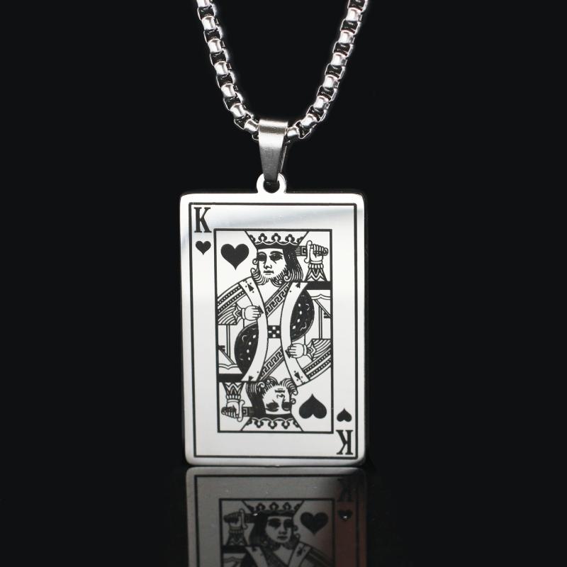 Pendant Necklaces Stainless Steel King Heart K Necklace For Men Personality Playing Pocker Card Vintage Jewelry
Pendant Necklaces Stainless Steel King Heart K Necklace For Men Personality Playing Pocker Card Vintage Jewelry