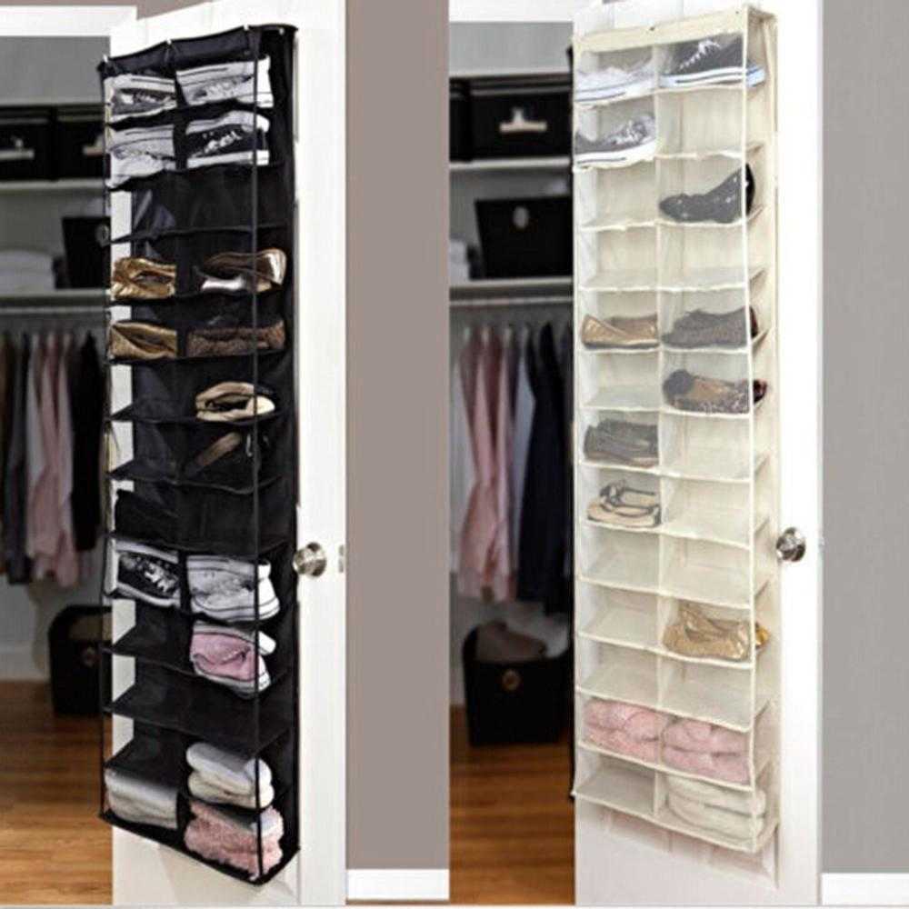 26 Pocket Shoe Organizer Door Hanging Shoes Storage Wall Bag Closet Holder Family Save Space Organizer Home Decoration Supplies 210609