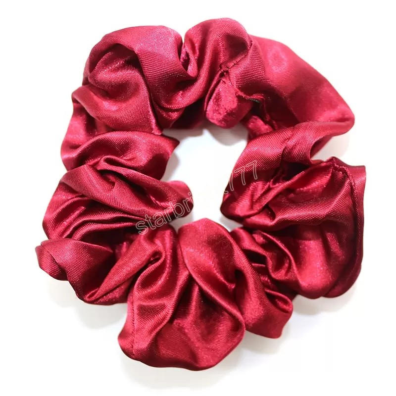 60pcs/lot newest Women Silk Solid Scrunchies Elastic Satin Hairbands Girls Hair Tie Hair Rope Hair Accessories Wholesale