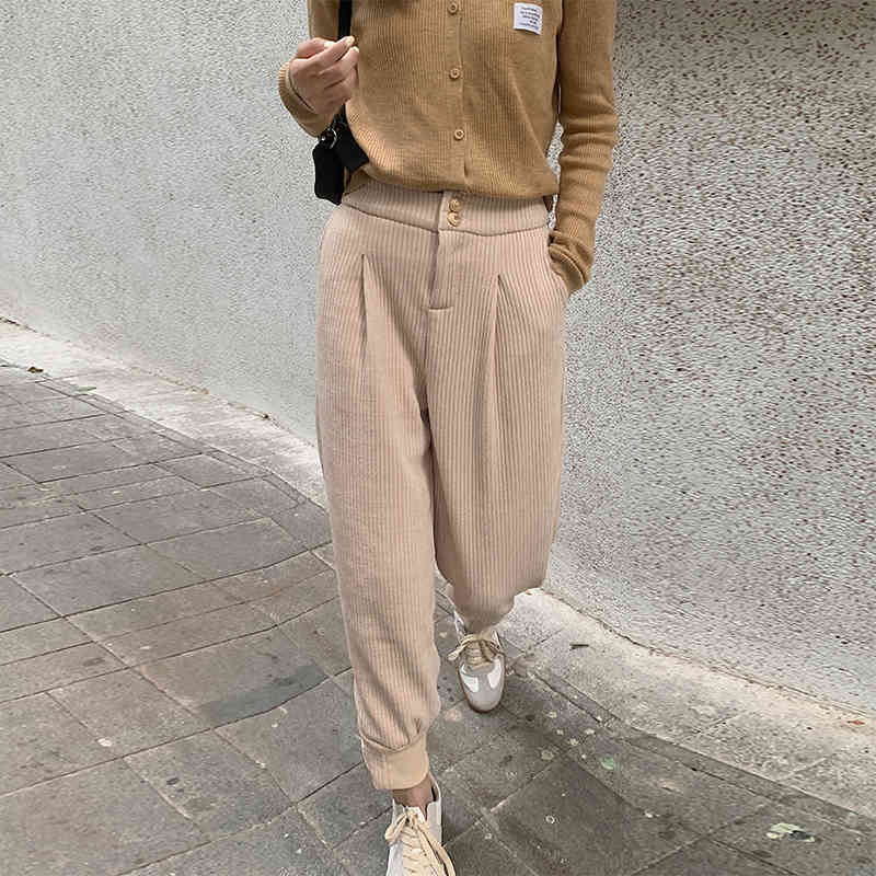 Nomikuma Woman Pants Korean High Waist Ankle-length Trousers Causal Solid Spring Autumn New Zipper Harem Pants Mujer 6E089 210427