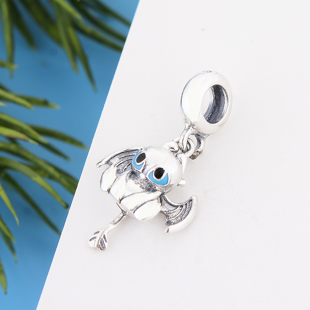 Real 925 Sterling Silver Bat 3D Dangle Bead Cute Animal Pendant Fit Original Charm Bracelet Necklace For Making Jewelry