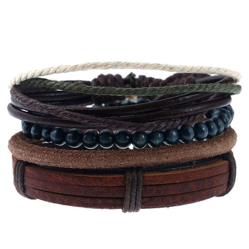 Handmade Braided Rope Multilayer Leather Wooden Beaded Charm Bracelets Set For Men Boy Adjustable Punk Bangle Retro Jewelry, Golden;silver
Handmade Braided Rope Multilayer Leather Wooden Beaded Charm Bracelets Set For Men Boy Adjustable Punk Bangle Retro Jewelry, Golden;silver