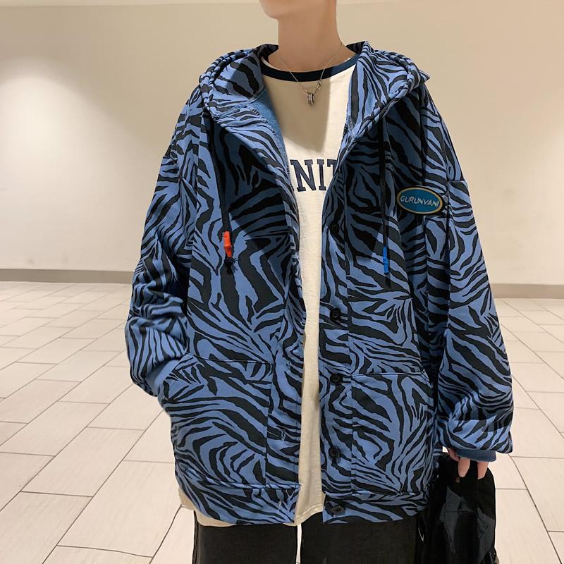 Spring Japanese Fashion Striped Hooded Jackets For Men Cargo Casual Loose Oversized Jacket Plus Size Clothes Men's