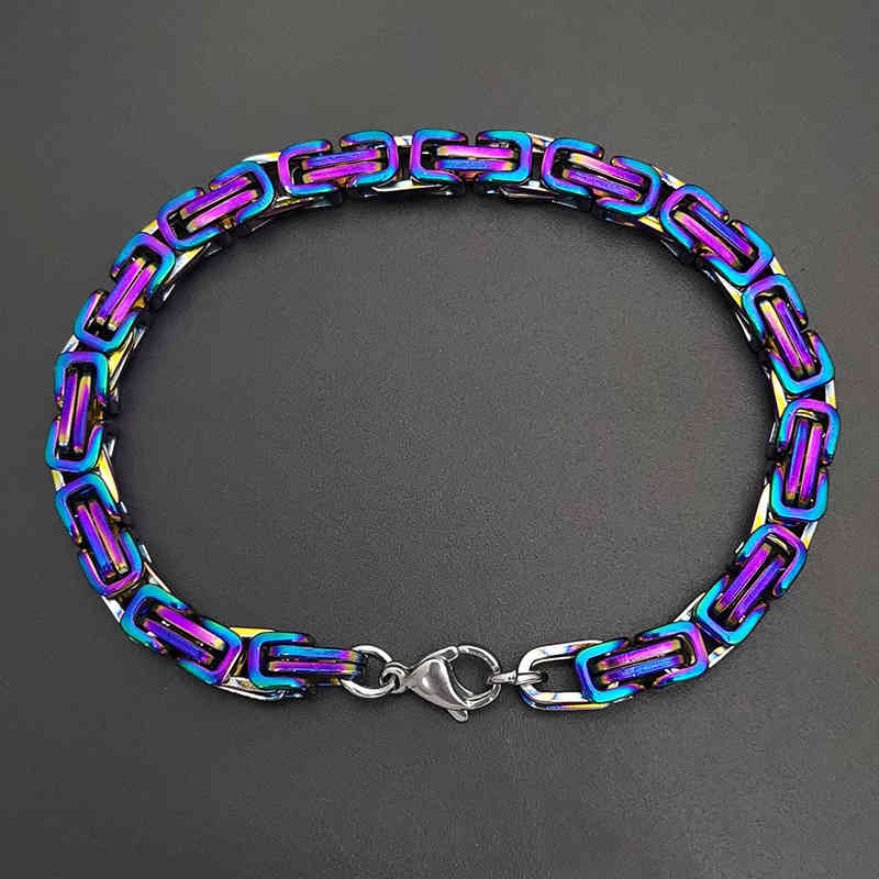 Byzantine Bracelet Stainless Steel Jewelry for Men Women 5mm 6mm 7mm Handmade Colorful Bangles Gifts