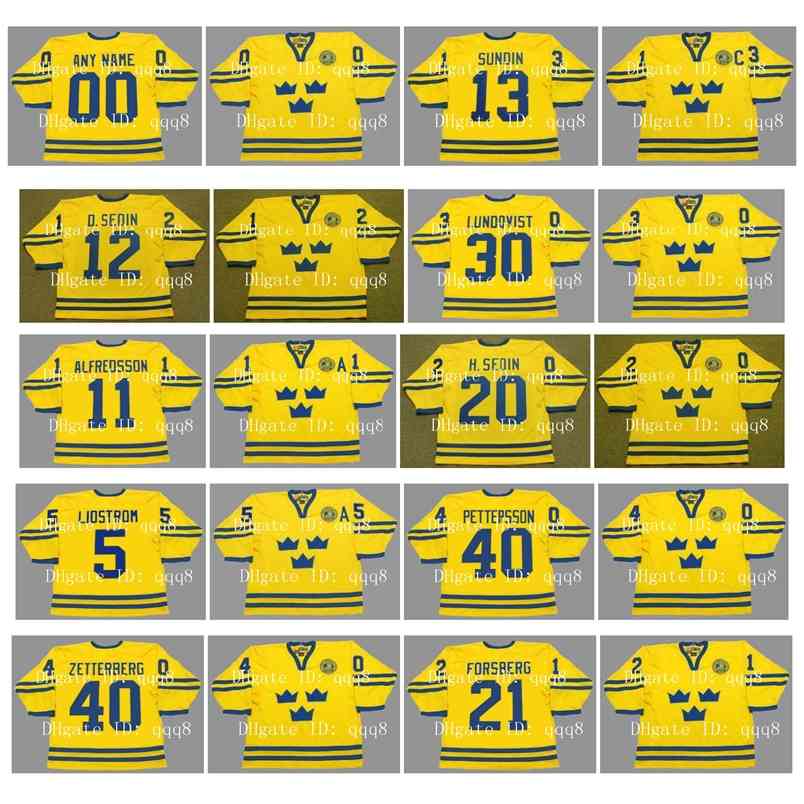 95 Vintage 2002 Team Sweden Jerseys 12 DANIEL SEDIN 30 LUNDQVIST 5 NICKLAS LIDSTROM 40 ELIAS PETTERSSON 40 HENRIK ZETTERBERG Custom Hockey, Black
95 Vintage 2002 Team Sweden Jerseys 12 DANIEL SEDIN 30 LUNDQVIST 5 NICKLAS LIDSTROM 40 ELIAS PETTERSSON 40 HENRIK ZETTERBERG Custom Hockey, Black