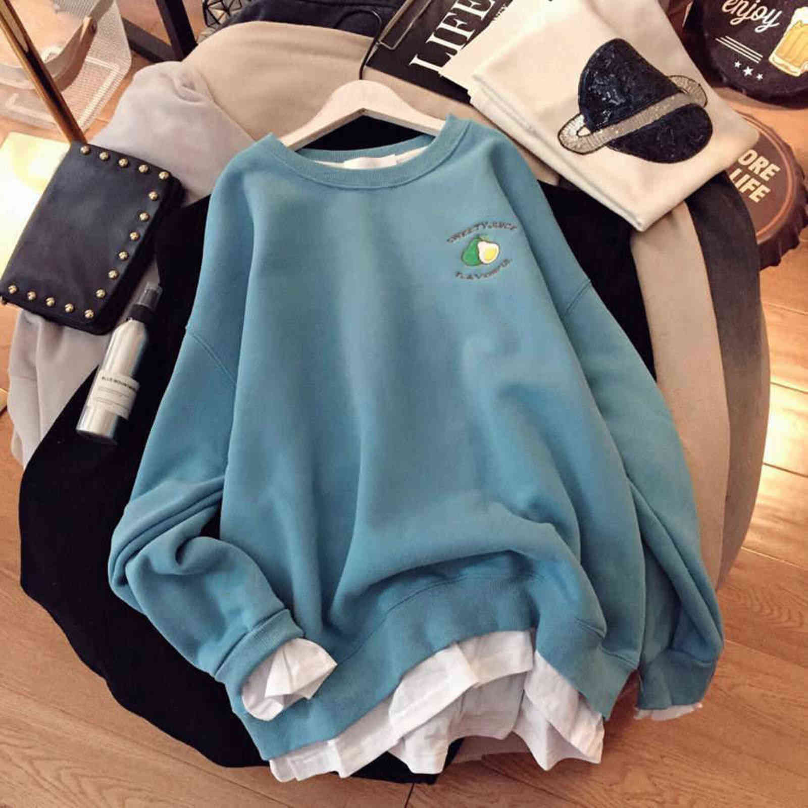 Autumn and winter Hoodies For Women Korean style thickened Sweatshirrt Female Warm keeping Large Oversized kawaii Clothing 211109