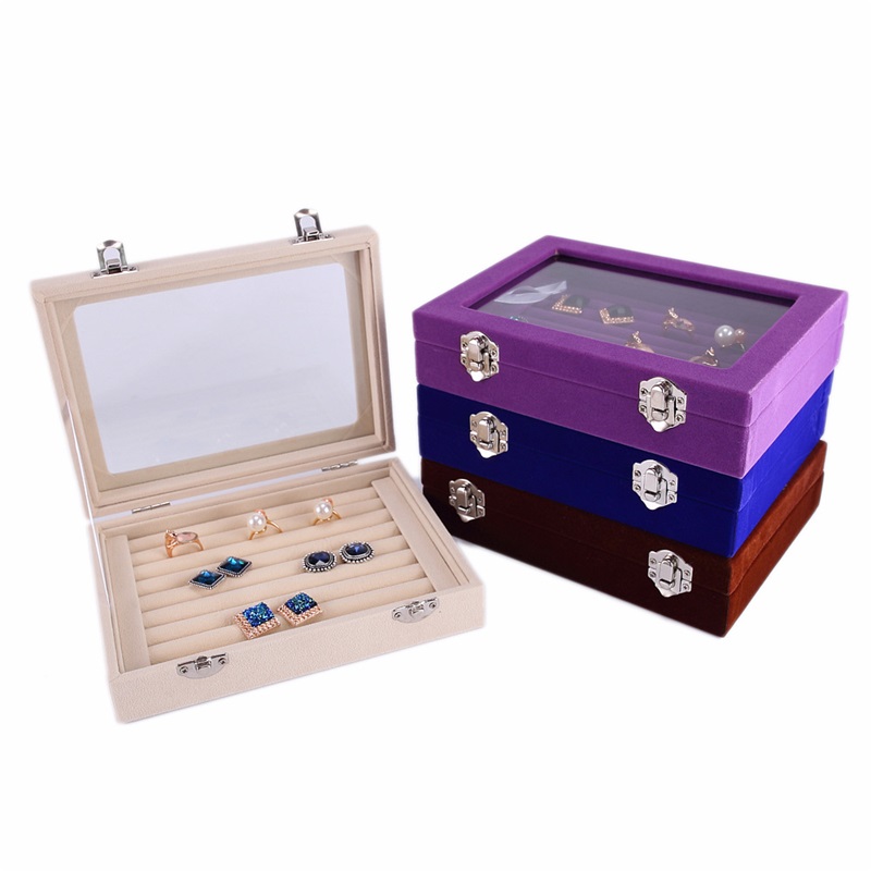 7 Color Velvet Glass Ring Earring Jewelry Display Organizer Box Tray Holder Storage Box T200917 873 Q2, Black;white
7 Color Velvet Glass Ring Earring Jewelry Display Organizer Box Tray Holder Storage Box T200917 873 Q2, Black;white