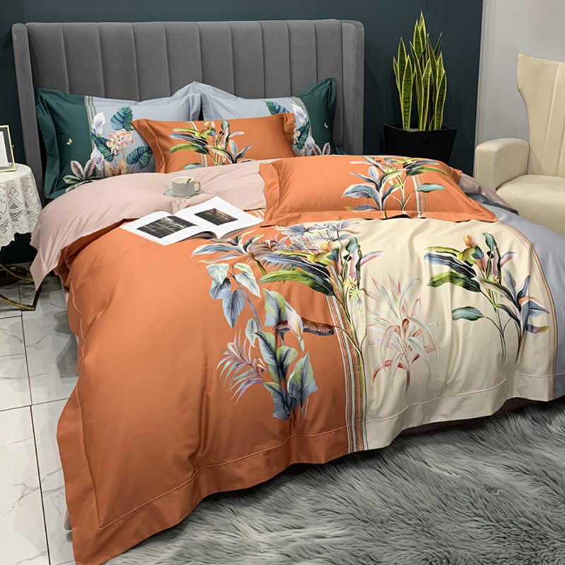 American luxury 100s long staple cotton four piece set cotton modern flower and bird printed pastoral quilt cover
American luxury 100s long staple cotton four piece set cotton modern flower and bird printed pastoral quilt cover