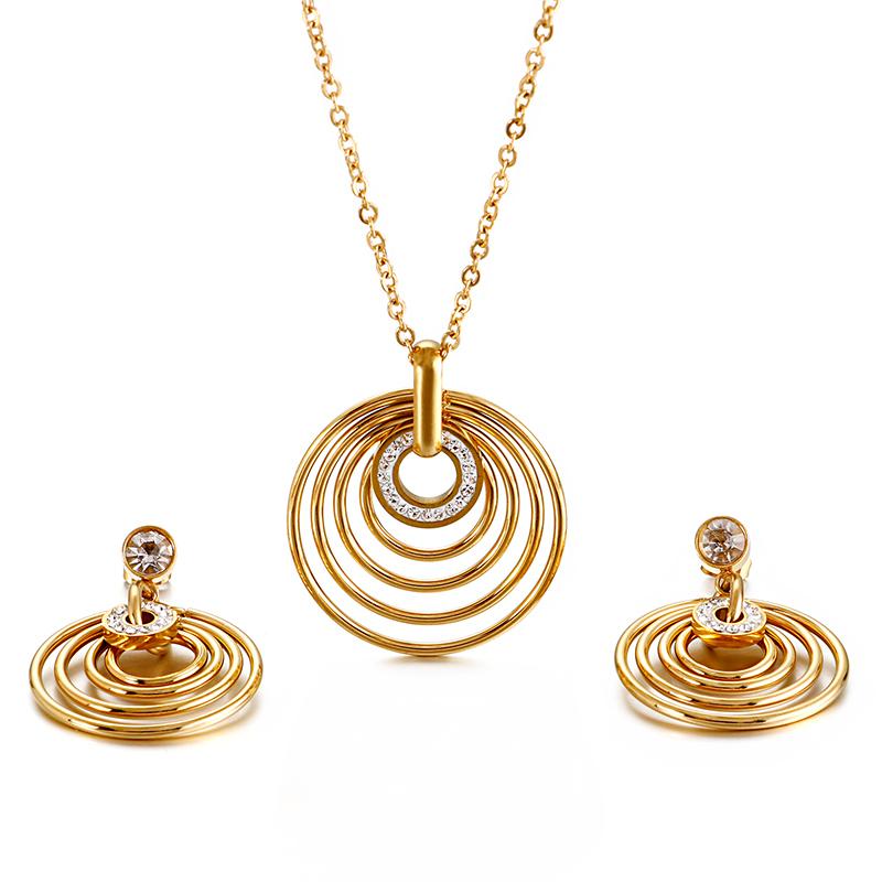 Earrings & Necklace Fashion Two Colour Stainless Steel Circle Around Multiple Layers Pendants Charm Pendant Earring Set Women's Jewelry, Silver
Earrings & Necklace Fashion Two Colour Stainless Steel Circle Around Multiple Layers Pendants Charm Pendant Earring Set Women's Jewelry, Silver