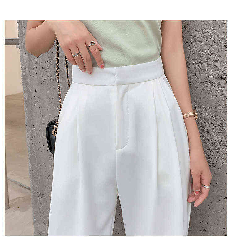 Summer OL Style White Women Pants Chic Wide Leg Pant High Waist Elegant Work Trousers Female Casual pantalon femme 211115
