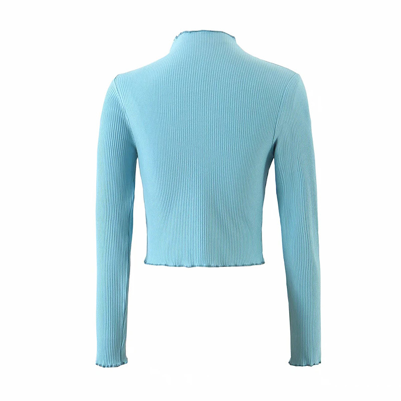 Women Sweet Ice Cream Color Neckline With Fungus Tight Sweater Female Simplicity Long Sleeve Bottoming Tops 210520