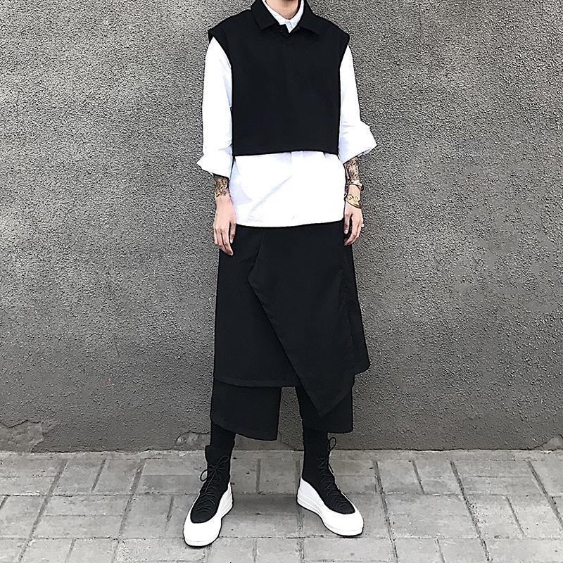 Korean Youth Casual Cropped Harem Pants Loose Fashion Trend Black Low Crotch Men Men's